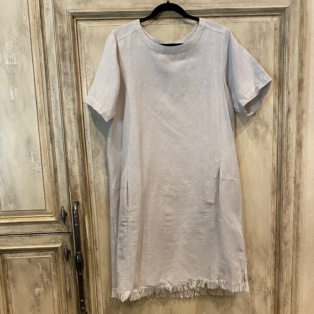 Crown Linen Designs (L) Dress Cream Sparkle White